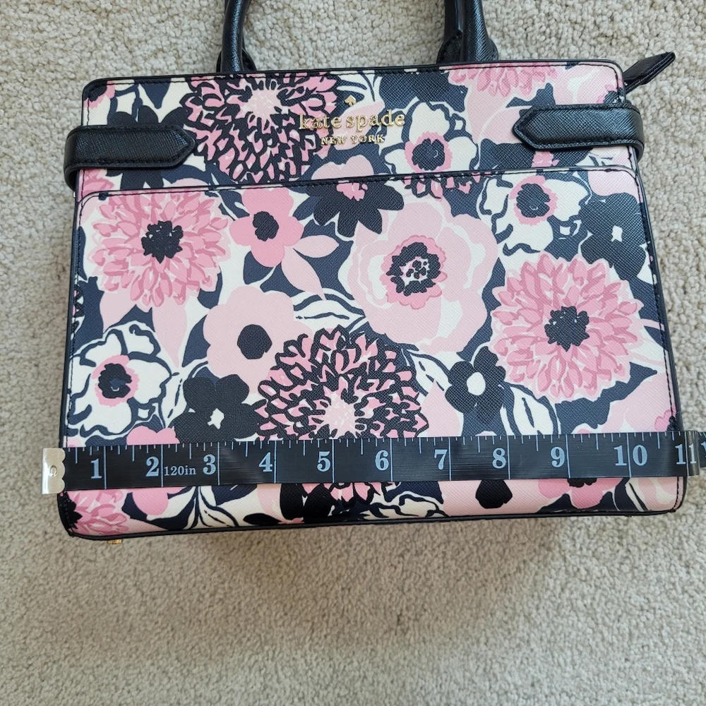*NWOT* Kate Spade Pink and Black Staci Dahlia Floral Satchel - Picture 11 of 15